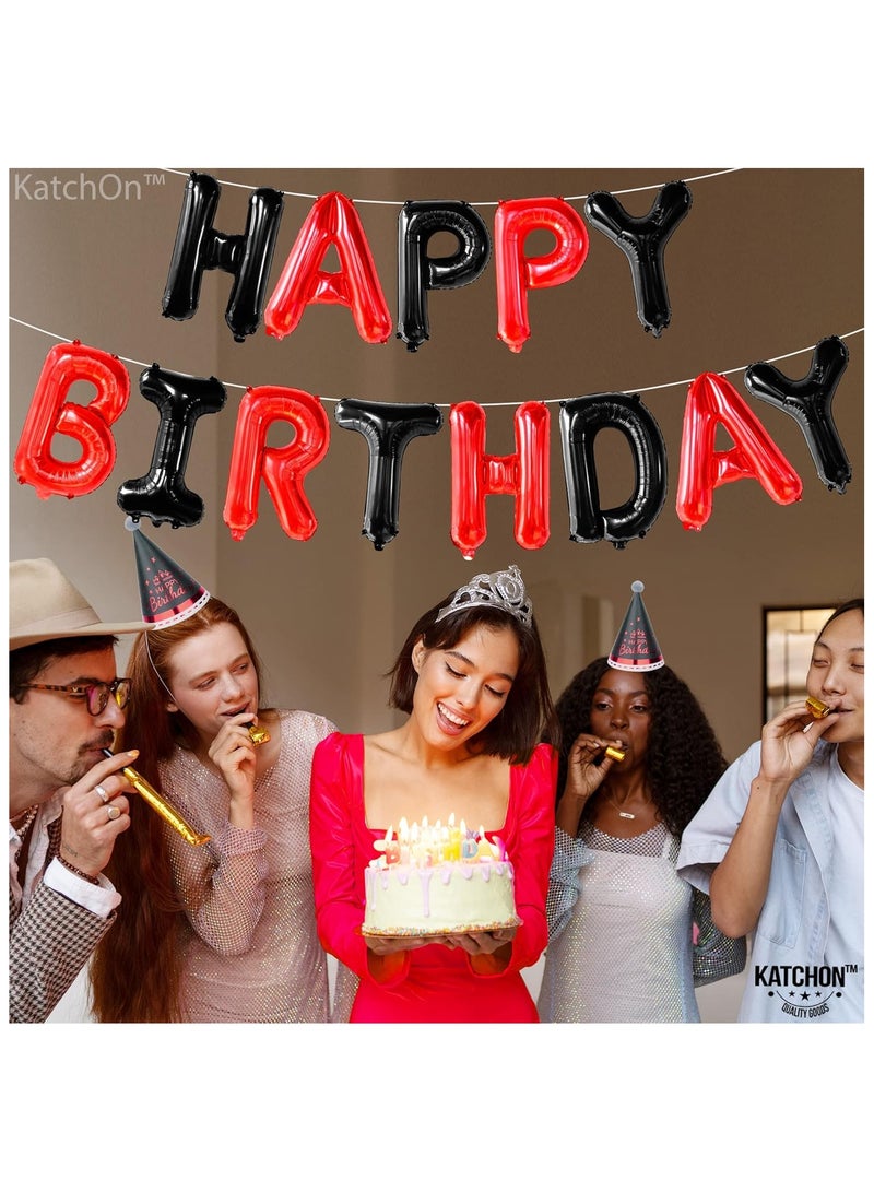 KatchOn , Black and Red Happy Birthday Banner Balloons - 16 Inch | Red and Black Birthday Decorations | Happy Birthday Balloons Letters for Red And Black Party Decorations | Happy Birthday Decorations - Image 4